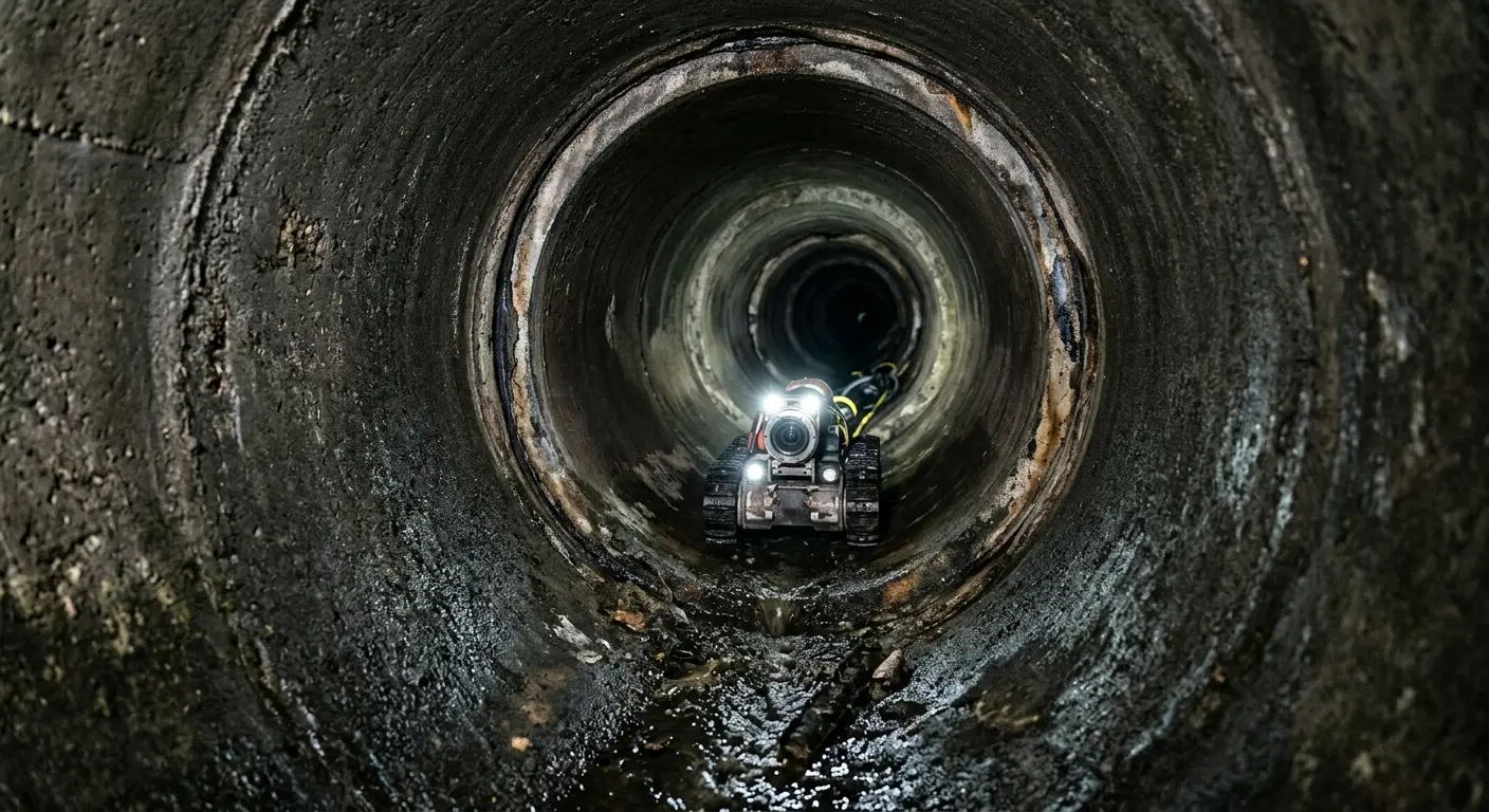 Robotic sewer camera inspecting pipe interior for Sewer Line Repair in Bon Air